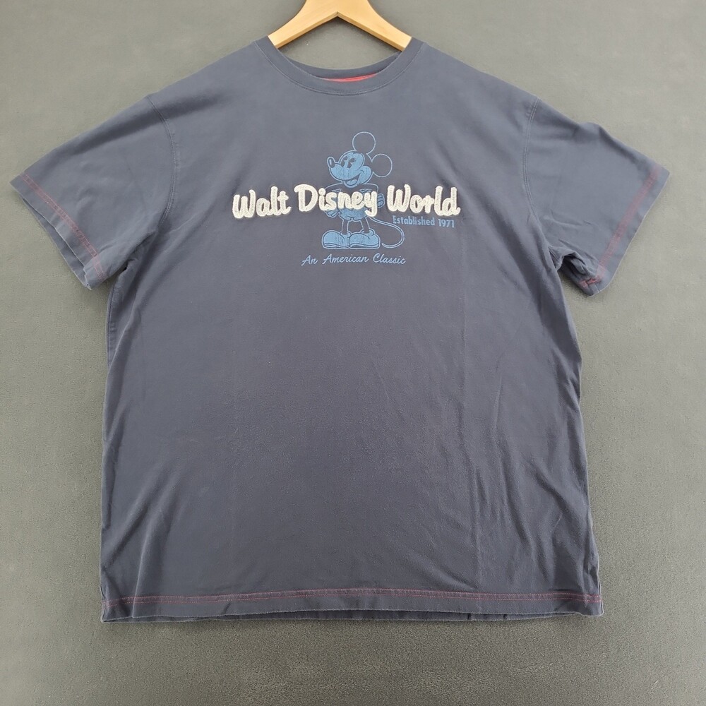 Disney Parks Mickey Mouse Shirt Charcoal Embroidered Walt Graphic Tee Mens XL